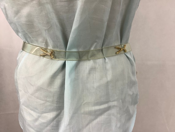 Vintage Belts Clear Skinny Belt Golf Belt Gold Go… - image 3