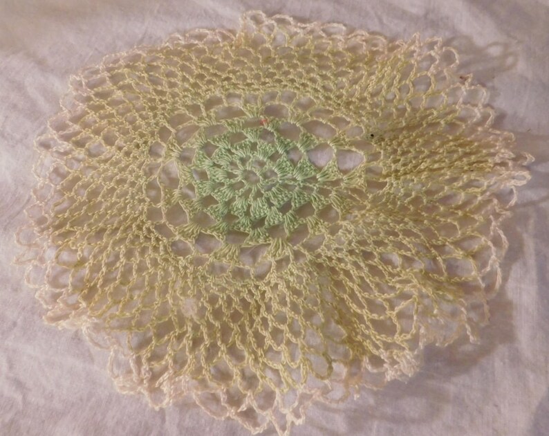 Green Doily Green and White Doily Large Doilies Set of 4 Etsy