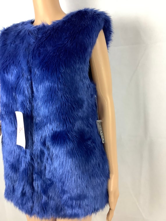 Velvet Faux Fur Vest Royal Blue Fur Vest Rocker V… - image 6