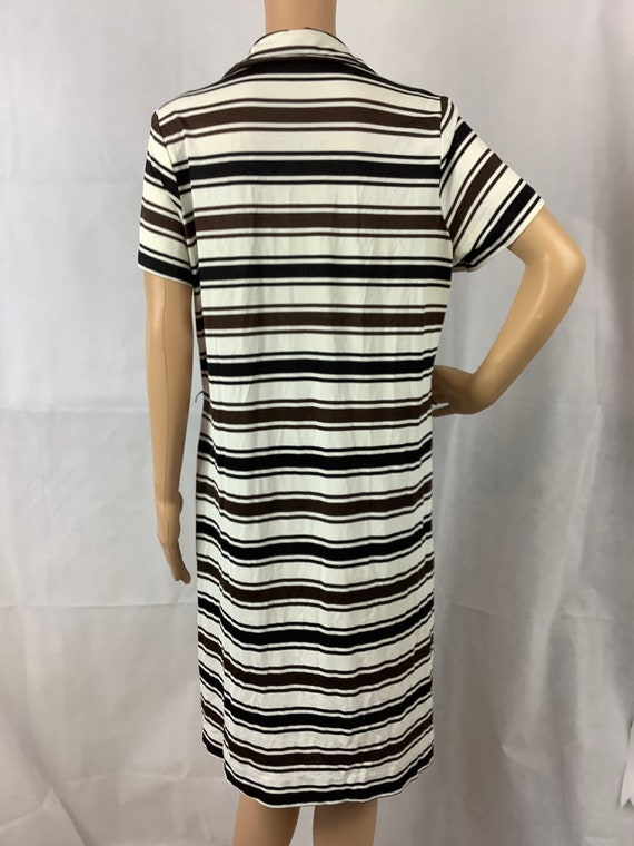 Vintage Shirt Dress Brown Striped Dress 1970s Col… - image 2