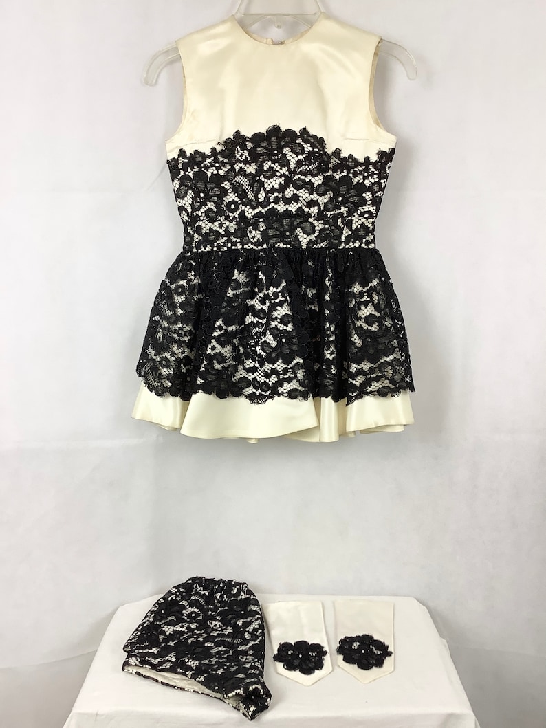 Vintage Dance Dress Childrens Dance costume 3 pieces Dress Bloomers Gloves Satin Dress Up Creative Play