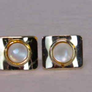 Mens Cufflinks Gold Mother Of Pearl MCM Cuff Links Mens Vintage Accessories