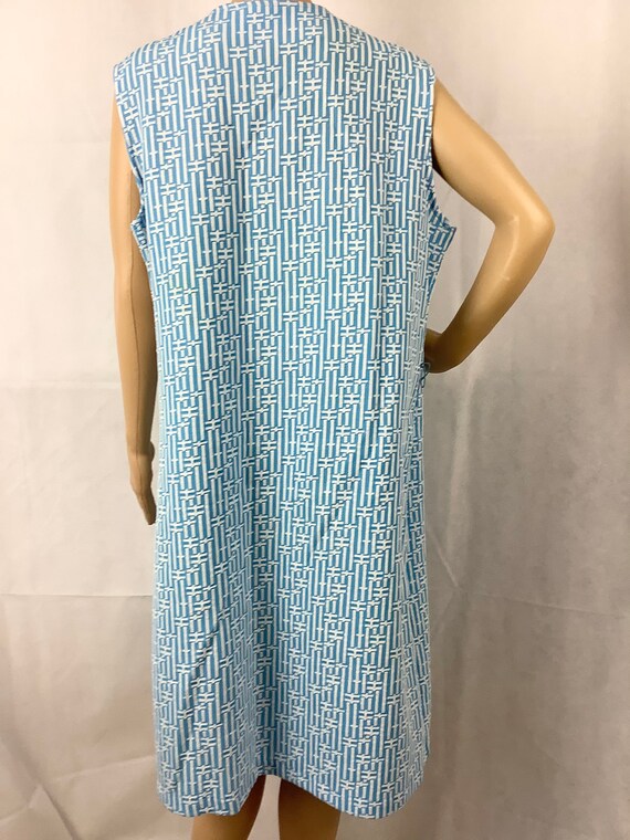 Vintage Sleeveless Dress Blue Geometric Dress 197… - image 2