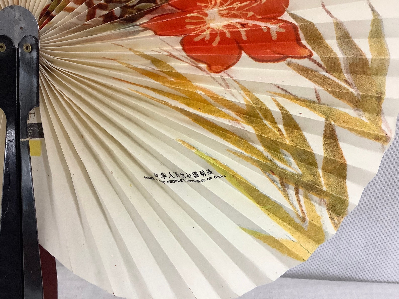 Vintage Chinese Paper Fans Bird Fans Orange Floral Fans Etsy