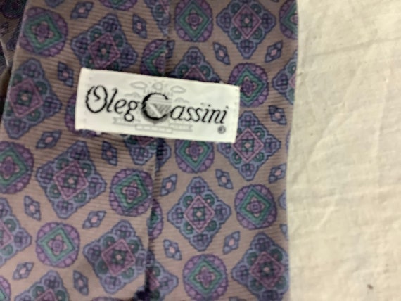 Oleg Cassini Silk Tie Italian Silk Purple Tie Blu… - image 2