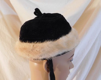 Vintage Child’s Velvet and Mink Cap Child’s Winter Hat Mink Hat Little Girls Mink Hat