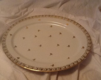 Limoges Floral and Gold Serving Platter Large