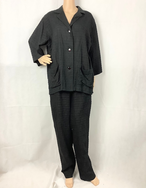 Vintage Doncaster Silk Pantsuit Black Silk Jacket 