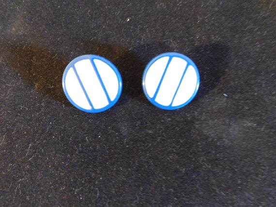 Vintage Geometric Button Earrings Red Geometric B… - image 5