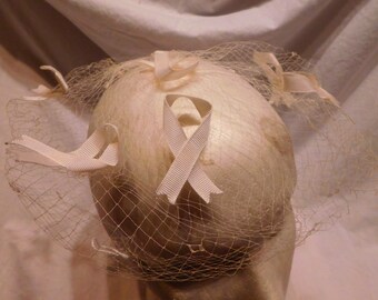 Vintage Fascinator White Netting White Bows Fascinator Mini Hat Veil Hat