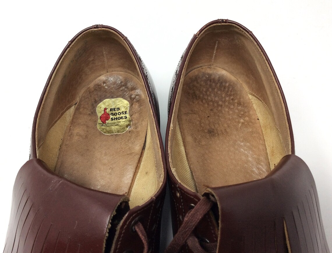 Vintage Red Goose Shoes Sz. 9 3A NARROW Burgundy Red Brown Etsy
