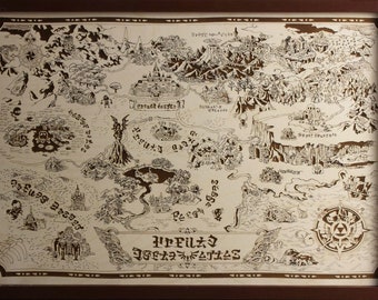 The Legend of Zelda Map 3D | 46 x 67 cm | 18 x 26 inch | Wooden Map Chart Laser Cut | www.geckoart.it