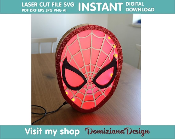 Spiderman Nachtlicht Kinder Schlaflicht Kinderzimmer | Deko | Nachtlampe | Geschenk zur Geburt Laser Cut Digital File DXF SVG Art Vector