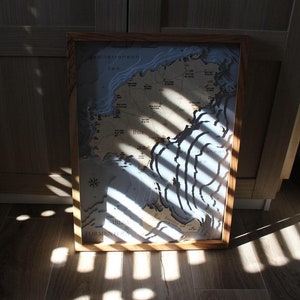 Mapa de Ibiza y Formentera 3D | 46x61cm | 18 x 24 pulgadas | Gráfico de mapa de madera Corte láser Adornos de árbol de Navidad Decoración Regalo Papá Noel