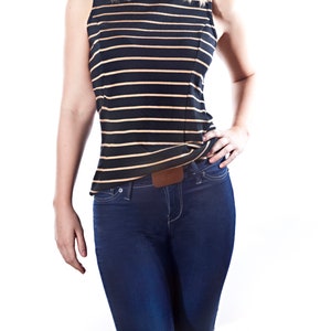 Button Tab Cover Clip for Jeans Instantly Stops Tiny Holes in Shirts and Tops & Flattens Your Silhouette - BROWN_1002