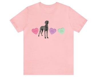 Short Sleeve Great Dane Valentines Shirt For Dog Moms And Dog Lovers
