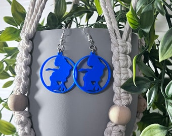 Wsp panic lightweight dangle 3D earrings of Mikey in BLUE