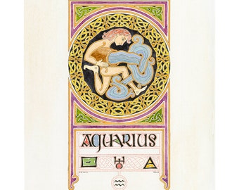 Aquarius Zodiac Sign Celtic Art Astrological Symbol