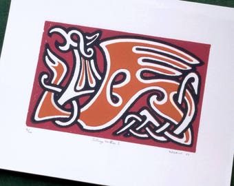 Griffin Norse Reduction Print Linoleum Block