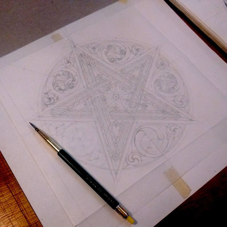 Pentagram Pagan Altar Art Celtic Spiral Celtic Art Giclée 6x6 Print - Etsy