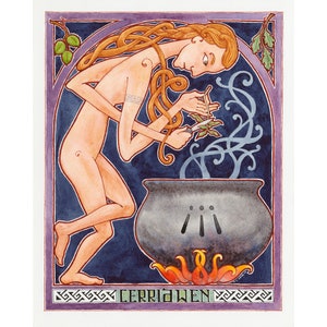 Cerridwen, gardienne du chaudron, déesse celtique, oeuvre d'art d'autel, impression giclée