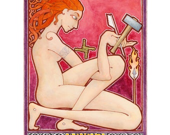 Brigid, Fiery Arrow, Celtic Goddess, Altar Art, Gicleé Print