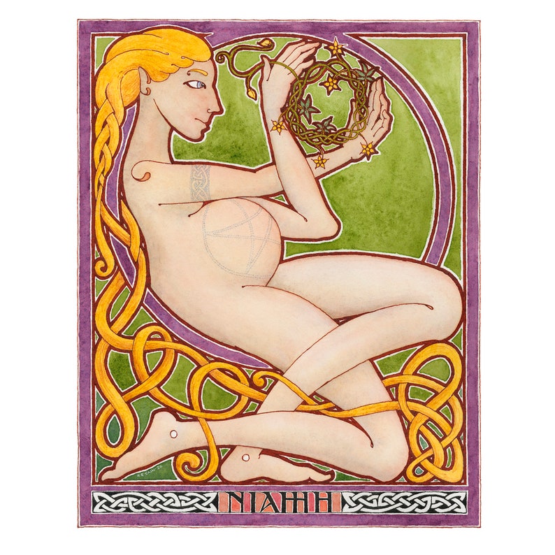 Niamh, Queen of the Fey, Celtic Goddess, Altar Art, Gicleé Print image 1