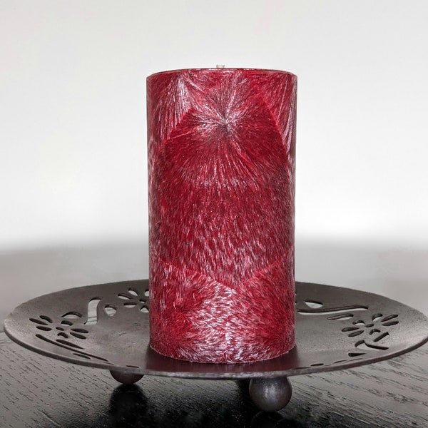 Scarlet - Dark Red Palm Wax Pillar - Unscented  - Select a Size