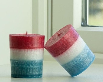 July 4th Scented Votive Candle Set: Apple, Strawberry, Blueberry