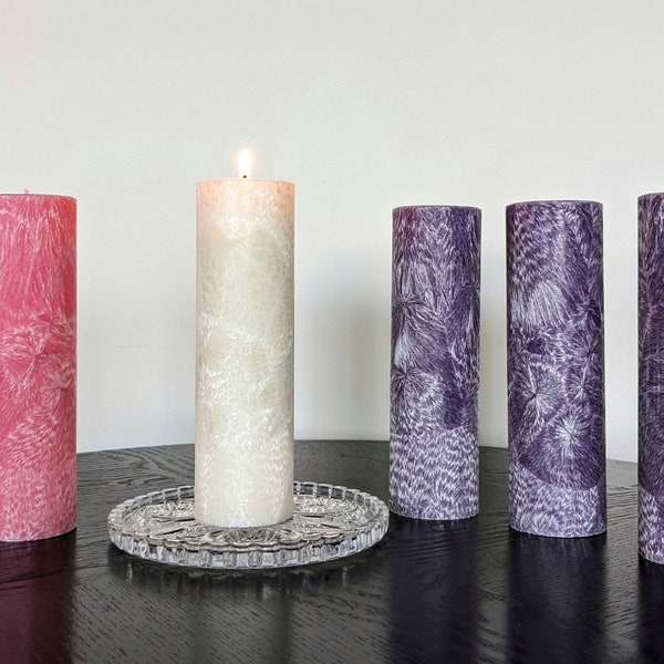 Advent Candle Set - 2x 6 1/2 Pillars - Royal Purple - Pink - White