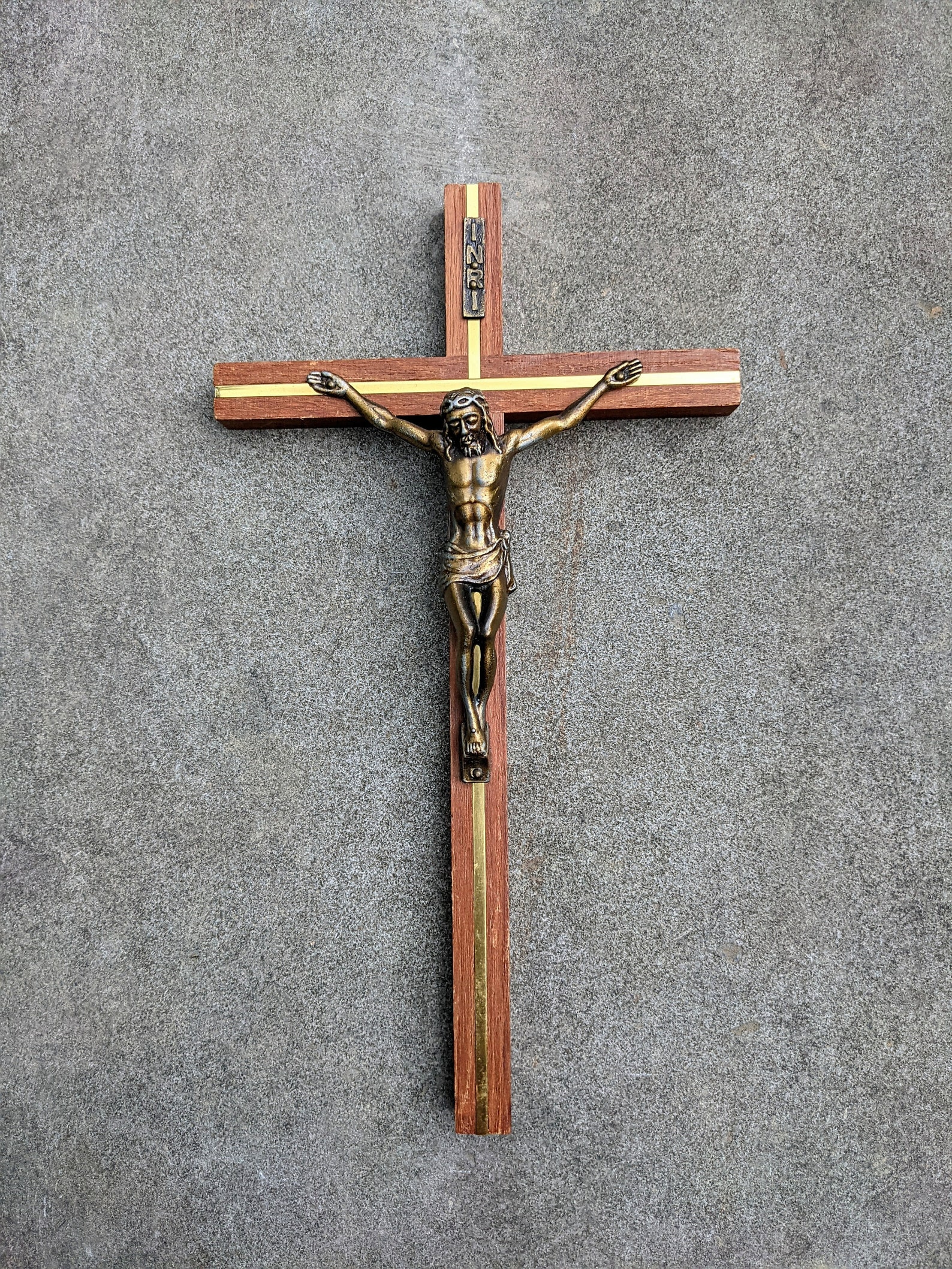 Wood and Brass Wall Hanging Crucifix Etsy