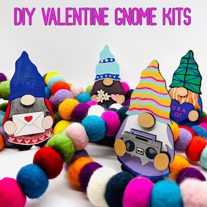 DIY Valentine Gnome Craft Kit - 4 Pack | Paint Party | Craft Night | Kids Party Activity | Valentine Craft | Heart Craft