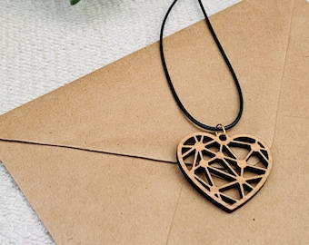 Wood Heart Pendant | Valentine's Gift | Gift for Girlfriend | Heart Necklace | Anniversary Gift | Wood Jewelry