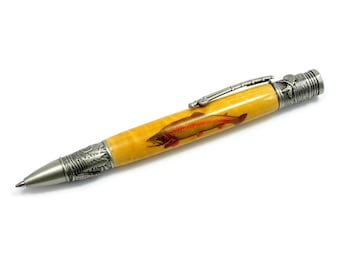 Luxury Fishing Ballpoint Pen | Fly Fishing Pen | Antique Silver Ballpoint Pen | Handmade Pen | Sportsman Writing Pen