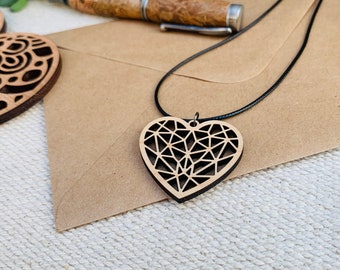 Wood Heart Pendant | Valentine's Gift | Gift for Girlfriend | Heart Necklace | Anniversary Gift | Wood Jewelry