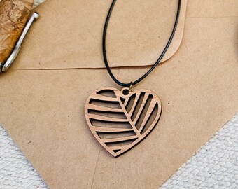 Wood Heart Pendant | Valentine's Gift | Gift for Girlfriend | Heart Necklace | Anniversary Gift | Wood Jewelry
