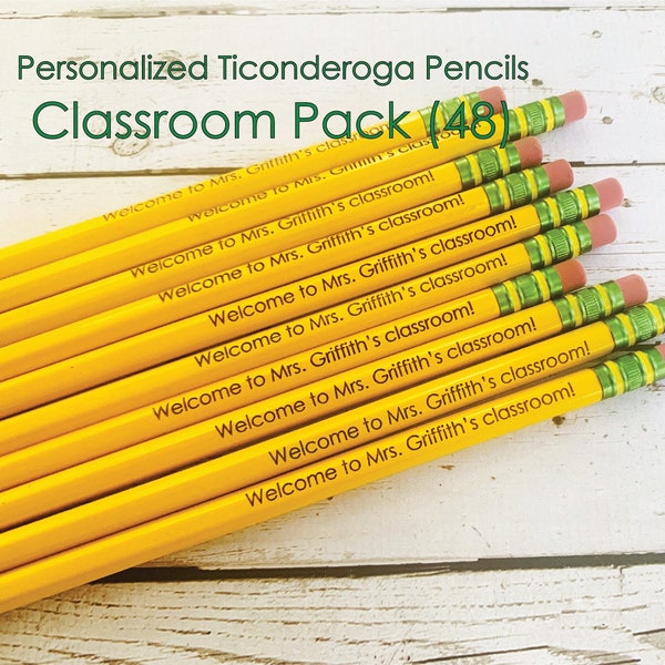 Personalized Pencils | Engraved Pencils | Back to School | 48 Pack Pencils | Ticonderoga Pencils | Teacher Pack | Classroom Pack | Bulk Pack