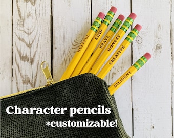 Personalized Pencils | Engraved Pencils | Character | Affirmations | 12 Pack Pencils | Ticonderoga Pencils | Student Gift | Back to School