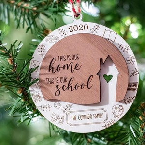 Christmas Homeschool Ornament | Commemorative Ornament | Wood Ornament | Custom Engraved Ornament | Rustic Ornament