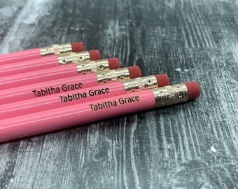 Personalized Pencils | Engraved Pencils | Back to School | 12 Pack Pencils | Pink Pencils | Student Gift