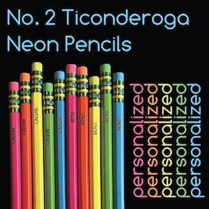 Personalized Neon Pencils | Engraved Neon Ticonderoga Pencils | Back to School | 10 Pack Pencils | Ticonderoga Pencils | Student Gift