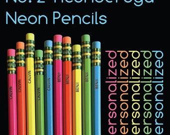 Personalized Neon Pencils | Engraved Neon Ticonderoga Pencils | Back to School | 10 Pack Pencils | Ticonderoga Pencils | Student Gift