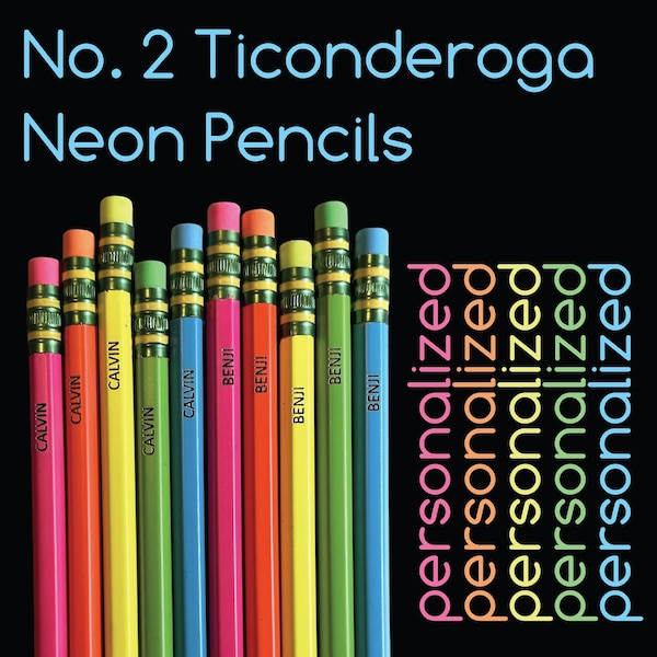 Personalized Neon Pencils | Engraved Neon Ticonderoga Pencils | Back to School | 10 Pack Pencils | Ticonderoga Pencils | Student Gift