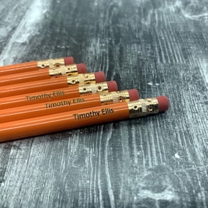 Personalized Pencils | Engraved Pencils | Back to School | 12 Pack Pencils | Orange Pencils | Student Gift