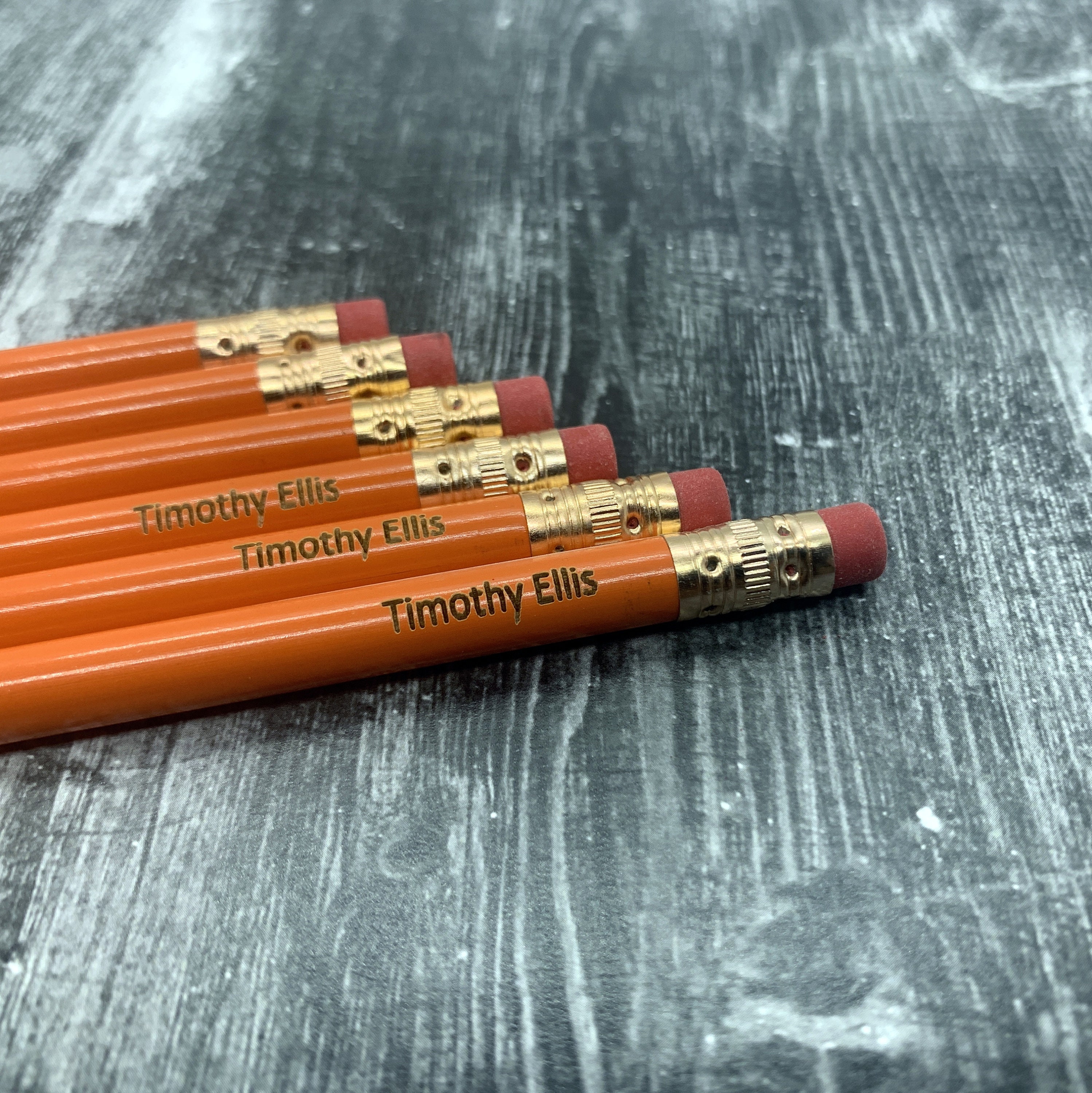 Personalized Pencils | Engraved Pencils | Back to School | 12 Pack Pencils | Orange Pencils | Student Gift