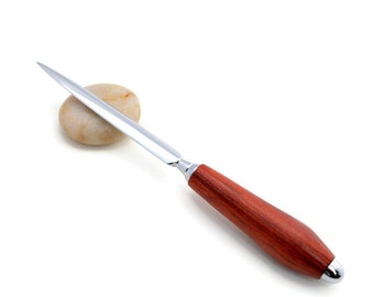 Bloodwood Chrome Letter Opener - Handcrafted Wood & Chrome Letter Opener By Whiddenswoodshop