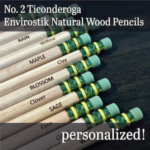 Personalized Envirostik Pencils | Engraved Natural Wood Pencils | Back to School | 12 Pack Pencils | Ticonderoga Pencils | Student Gift