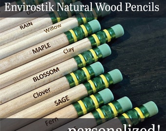 Personalized Envirostik Pencils | Engraved Natural Wood Pencils | Back to School | 12 Pack Pencils | Ticonderoga Pencils | Student Gift