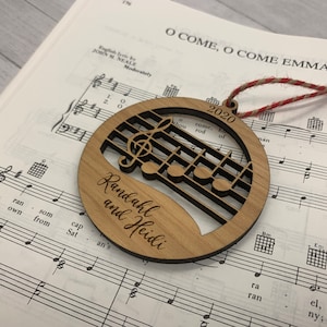 Music Notes Ornament | Personalized Ornament | Wood Ornament | Custom Engraved Ornament | Rustic Ornament