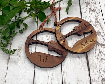 Ukulele Ornament | Personalized Ornament | Wood Ornament | Custom Engraved Ornament | Rustic Ornament